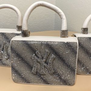 White & Silver glitter NY purse